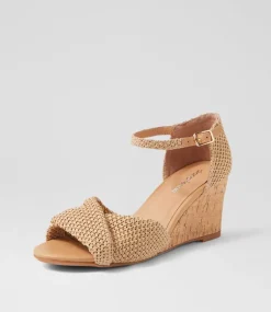 Women DIANA FERRARI Heels|Sandals-Strawberri Natural Woven Sandals