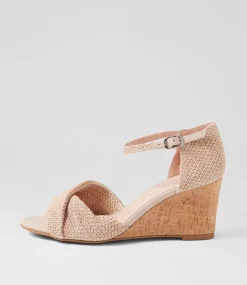 Women DIANA FERRARI Heels|Sandals-Strawberri Nude Woven Sandals