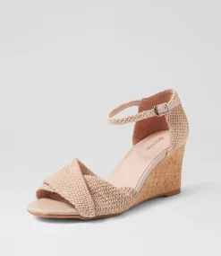 Women DIANA FERRARI Heels|Sandals-Strawberri Nude Woven Sandals