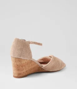 Women DIANA FERRARI Heels|Sandals-Strawberri Nude Woven Sandals