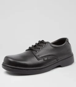 ROC Senior School Shoes-Strobe Senior Black Leather Lace Up Shoes