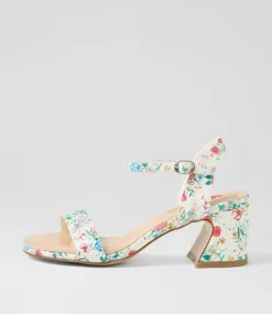Women I LOVE BILLY Heels|Sandals-Strut White Botanic Patent Synthetic Sandals