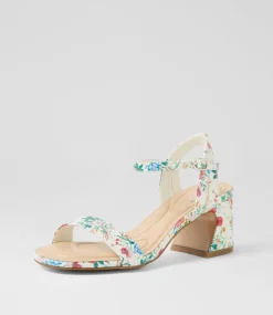 Women I LOVE BILLY Heels|Sandals-Strut White Botanic Patent Synthetic Sandals