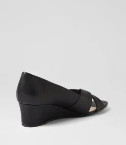 Women SUPERSOFT Comfort|Heels-Suranne Black Leather Sandals