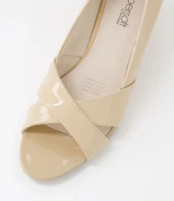 Women SUPERSOFT Comfort|Wedges-Suranne Nude Crinkle Patent Sandals