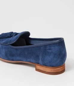 Women DIANA FERRARI Flats|Loafers-Tada Navy Suede Leather Loafers