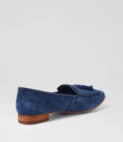 Women DIANA FERRARI Flats|Loafers-Tada Navy Suede Leather Loafers