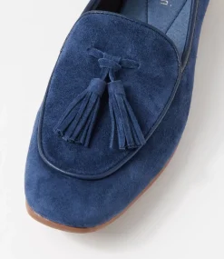 Women DIANA FERRARI Flats|Loafers-Tada Navy Suede Leather Loafers