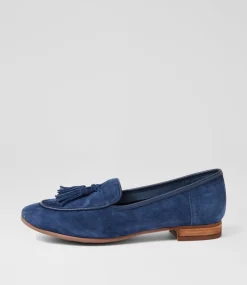 Women DIANA FERRARI Flats|Loafers-Tada Navy Suede Leather Loafers