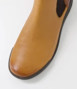 Women SUPERSOFT Boots|Comfort-Tailen New Tan Cognac Leather Chelsea Boots