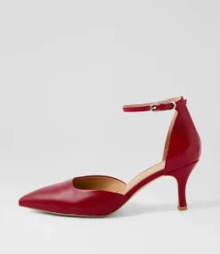 Women DIANA FERRARI Heels-Tartine Deep Red Leather Heels