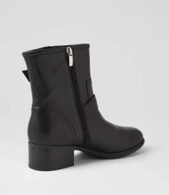Women DIANA FERRARI Boots-Tarvela Black Leather Ankle Boots
