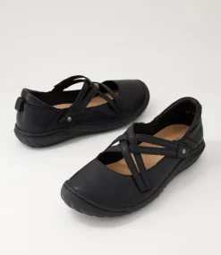 Women SUPERSOFT Comfort|Flats-Tatem Black Leather Flat Shoes