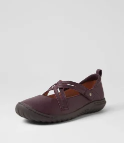 Women SUPERSOFT Comfort|Flats-Tatem Purple Dark Brown Leather Flat Shoes