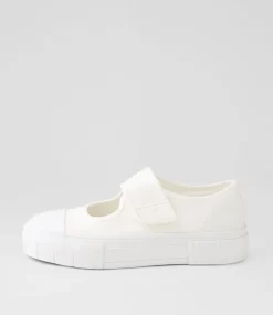 Women I LOVE BILLY Flats|Mary Janes-Taylin White Canvas Flat Shoes