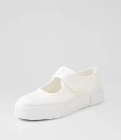 Women I LOVE BILLY Flats|Mary Janes-Taylin White Canvas Flat Shoes