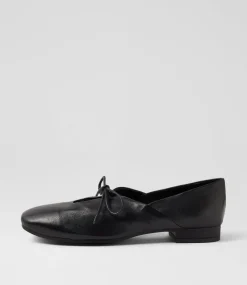 Women DIANA FERRARI Dress|Flats-Tazurra Black Leather Flat Shoes