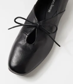 Women DIANA FERRARI Dress|Flats-Tazurra Black Leather Flat Shoes