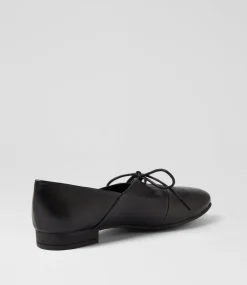 Women DIANA FERRARI Dress|Flats-Tazurra Black Leather Flat Shoes