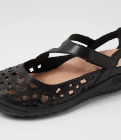 Women SUPERSOFT Comfort|Flats-Teasi Black Leather Flat Shoes
