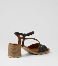 Women DIANA FERRARI Heels|Sandals-Teesha Black Leather Sandals