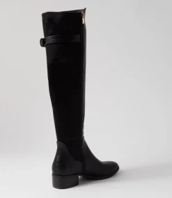Women I LOVE BILLY Boots-Tejai Black Stretch Knee High Boots