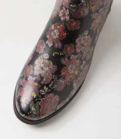 Women I LOVE BILLY Boots-Telli2 Black Floral Stretch Knee High Boots