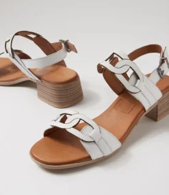 Women DIANA FERRARI Heels|Sandals-Teneele White Leather Sandals