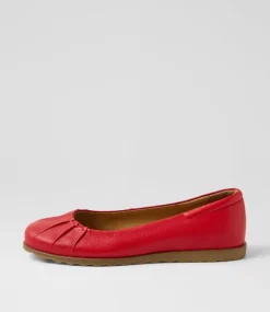Women SUPERSOFT Comfort|Flats-Tennessee Fire Red Leather Ballet Flats