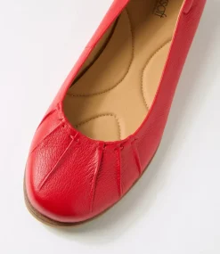 Women SUPERSOFT Comfort|Flats-Tennessee Fire Red Leather Ballet Flats