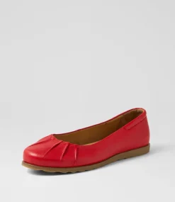 Women SUPERSOFT Comfort|Flats-Tennessee Fire Red Leather Ballet Flats