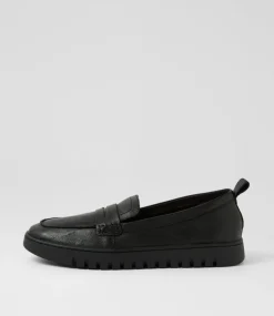 Women SUPERSOFT Comfort|Flats-Teressia Black Leather Flat Shoes