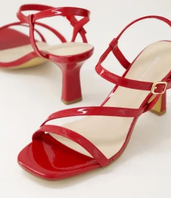 Women DIANA FERRARI Heels|Sandals-Theparty Deep Red Patent Leather Sandals