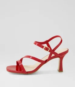 Women DIANA FERRARI Heels|Sandals-Theparty Deep Red Patent Leather Sandals