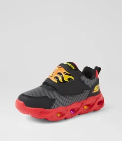 SKECHERS Sport School Shoes-Thermo Toddler Black Red Fabric Sneakers