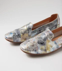 Women DIANA FERRARI Dress|Loafers-Tilony Blue Mix Print Leather Loafers