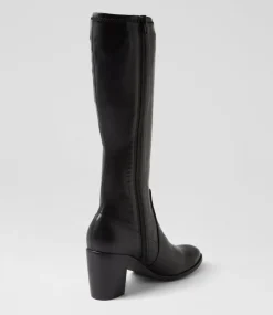 Women TOP END Boots-Tirry Black Stretch Knee High Boots