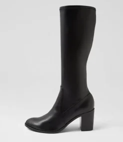 Women TOP END Boots-Tirry Black Stretch Knee High Boots