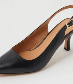 Women DIANA FERRARI Heels-Tiyena Black Leather Heels