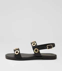 Women DIANA FERRARI Flats|Sandals-Todri Black Leather Sandals