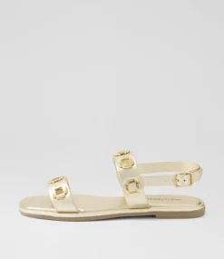 Women DIANA FERRARI Flats|Sandals-Todri Gold Leather Sandals