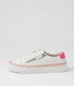 Women DIANA FERRARI Sneakers-Toldu White Fuchsia Leather Patent Sneakers
