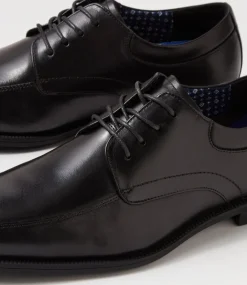COLORADO Dress Shoes-Tony Black Leather Lace Up Flats