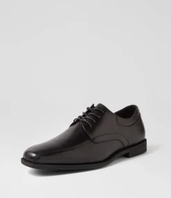 COLORADO Dress Shoes-Tony Black Leather Lace Up Flats