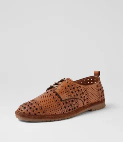 Women COLORADO Flats-Toretta Tan Leather Lace Up Flats