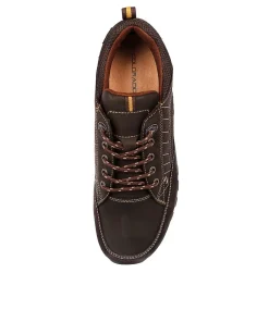 COLORADO Casuals-Tory Dark Brown Leather Flat Shoes
