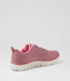 Women SKECHERS Sneakers-Track New Staple Dark Rose Pink Mesh Sneakers