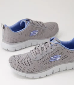 Women SKECHERS Sneakers-Track New Staple Grey Blue Fabric Sneakers