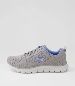 Women SKECHERS Sneakers-Track New Staple Grey Blue Fabric Sneakers