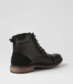 C88 by COLORADO Boots|Casuals-Troy Black Smooth Lace Up Boots